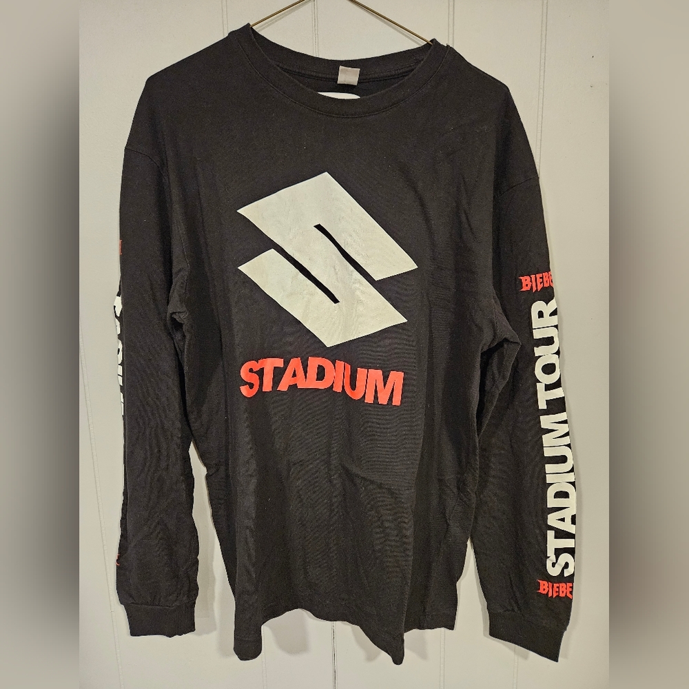 Justin Bieber 2017 Stadium Tour Team Bieber Black Long Sleeve Tee Shirt Medium